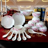 定制 陶瓷碗套装 12头8头韩式骨瓷礼品餐具 4碗4勺 定制LOGO