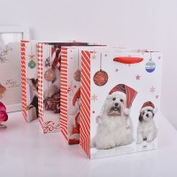 供应白卡纸金粉圣诞礼品袋 创意圣诞动物礼品包装手提袋子批发