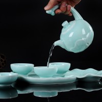 整套茶具一壶四杯功夫套装 logo定制礼品盒 陶瓷小茶盘泡茶器
