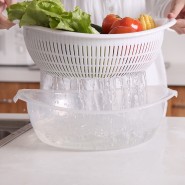 炫彩塑料圆形双 层沥水果篮 厨房洗菜篮水果篮蔬菜筐