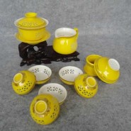 玲珑紫砂茶具10头玲珑黄瓷（盖碗） 会议商务活动礼品