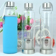 创意便携杯子带盖防漏大容量 玻璃杯透明水杯 耐高温矿泉水瓶茶杯